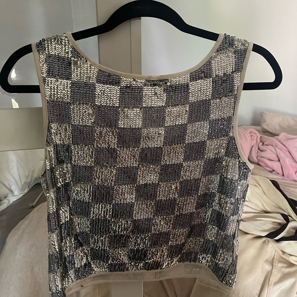 Vintage forever 21 checkered sparkly top